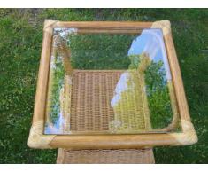 Couchtisch, Beistelltisch, Rattantisch aus Rattan mit Glas