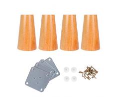BESPORTBLE 4 Stück Holzmöbel Beine Runde Konische Sofabeine Mitte Des Jahrhunderts Kabine Ersatzfüße mit Beinbefestigungsplatten für Moderne Tischbank Stuhl Kommode 10Cm