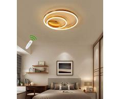 LED Deckenleuchte Dimmbar Mit Fernbedienung Deckenlampe Gold Schlafzimmerlampe Modern Design Ring Lampe 2-Flammig Aluminium Acryl Esstischleuchte Arbeitszimmer Esszimmer Wohnzimmer Gangflur,50CM