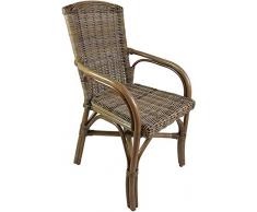 Rattanstuhl Koboo Grey grau lackiert, Sitzhöhe 47 cm, Korbstuhl, Rattansessel