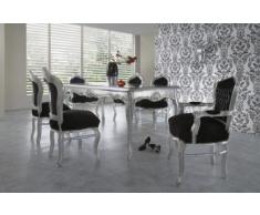 Casa Padrino Barock Esszimmer Set Schwarz/Silber/Silber - Esstisch + 6 Stühle