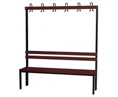 WOLF Garderobenbank, einseitig - PVC-Leiste 1500 mm - 6 Doppelhaken, braun - Bank Bank aus Holz Metall Kunststoff Garderobenbank Garderobenbänke Holzbank Kunststoff-Bank Kunststoff-Bänke