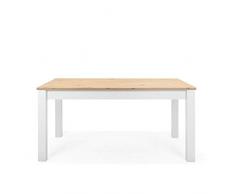 Newfurn Esstisch ausziehbar 160-215 cm inkl. Tischplatte Weiß Wildeiche Esszimmertisch Vintage Landhaus - 160-215x75x90 cm (BxHxT) - Tisch Küchentisch Speisetisch - [Eireen.Two] Esszimmer Küche