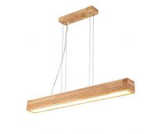 EYLM Holz Pendelleuchte LED Pendellampe 12W Warmweiß Holz Hängelampe für Büro esstisch Länge 90cm