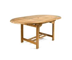 DIVERO GL05520 Ovaler ausziehbarer Gartentisch Esstisch Balkontisch Holz Teak Tisch für Terrasse Balkon Wintergarten witterungsbeständig behandelt massiv 120/170 cm natur