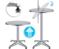 KESSER® - 2in1 Stehtisch klappbar Bistrotisch Aluminium Edelstahlplatte | höhenverstellbar | 70cm / 115cm | Partytisch Tisch Ø 60cm | In- & Outdoor | Hochzeit | Empfangstisch | Klapptisch, Silber