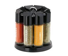 Emsa 2201080700 Gewürzkarussell, 8 Gewürze, Glas/Kunststoff, schwarz