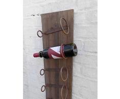 Deko-Impression Wandweinregal Weinregal Weinflaschenhalter Holz u. Eisen massiv 75 cm