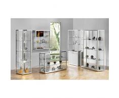 BST Standvitrine mit Drehtüren - Höhe 2000 mm - BxT 800 x 400 mm, Edelstahl-Optik - Ausstellungsvitrine Glasvitrine Präsentation Sortimentskasten Standvitrine Vitrine Vitrinenschrank Vitrinenschränke