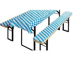 Brandsseller Bierbankauflagen-Set passend für gängige Biertische und Bänke 2 gepolsterte Bankauflagen (Bank 220x25x1,6 cm - Decke 240x90 cm, Bavaria-Blau)