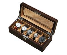 L.TSA Watch Organizer 5 Slots Holz Uhrenbox Klarglas Top Holz Uhren Vitrine Schmuck Aufbewahrungsbox mit abnehmbaren weichen Kissen für Männer Frauen Sammelboxen