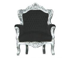 Casa Padrino Barock Sessel King Schwarz/Silber - Thron Tron Königsthron