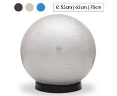 aktivshop Gymnastikball inkl. Ballschale Fitnessball Sitzball Fitness Ball Yogaball Sportball Anti-Burst Gymnastikball Büroball 55 cm Silber