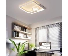 LED Deckenleuchte Modern Kreative Quadratisch Chic Deckenlampe Metall Acryl Dimmbare Mit Fernbedienung 36W Esstischlampe Wohnzimmerlampen Schlafzimmer Designer-Lampe Flur Bad Lampen (Matt weiß)
