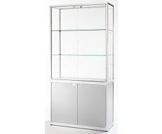 BST Vitrine - Ausführung Staufachvitrine, HxBxT 2000 x 500 x 400 mm - silber eloxiert - Ausstellungsvitrine Glasvitrine Präsentation Sortimentskasten Standvitrine Vitrine Vitrinenschrank