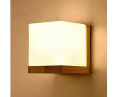 Nachtlicht LED Wandleuchte Nachtlichtwürfel mit Glasabdeckung Holzleuchten im nordischen Stil