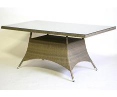 Gartentisch Destiny Carlos 165 x 90 Beige Grau Geflechttisch Esstisch Tisch Polyrattan