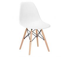 SPRINGOS - Milano Skandinavischer Stuhl Retro Design für Wohnzimmer Esszimmer Küche Büro (Weiss)