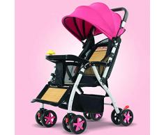 JKL Summer Light und Easy Folding Bambus- und Rattanstuhl für Kinderwagen-Rebstock, geeignet für 0-3 Jahre (Farbe : Rosa)