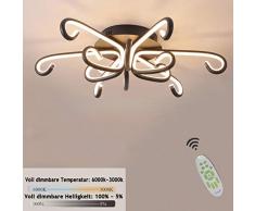 LED Deckenleuchte Dimmbar Schlafzimmer-Leuchte Moderne Design Wohnzimmerlampe mit Fernbedienung Schwarz Geschwungene Kronleuchter 100 Watt Deckenlampe für Esszimmer, Bartheke, Küche, 85 * 16.5 cm