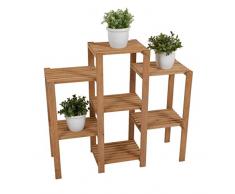 Spetebo Holz Blumenregal 97 x 87,5 cm - 7 Ablagen - Blumentreppe für Innen und Außen - Blumenetagere Pflanzenleiter Pflanzregal Blumenständer