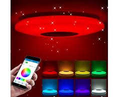 ShangSky Deckenlampen LED Dimmbar,RGB Bluetooth Lautsprecher Musik Schlafzimmer Lampen,mit APP Fernbedienung,für Kinderzimmer Kinder Geschenk (185-265v 36cm 36w)
