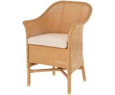 korb.outlet Loom-Sessel inkl. Polster Esszimmersessel aus echtem Loom-Geflecht Loomstuhl mit Armlehnen Loomsessel (Honig)
