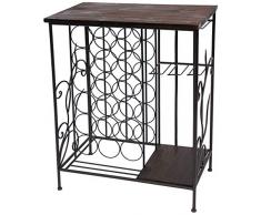 DanDiBo Weinregal mit Ablage 12977 Flaschenregal mit Glashalter 83 cm Braun Metall Holz Flaschenhalter Weinschrank Regal stehend