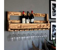 Dekorie Holz Weinregal mit Gläserhalter fertig montiert braun geflammt