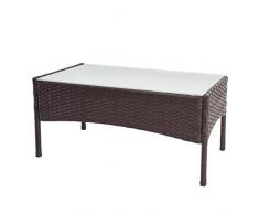 Mendler Poly-Rattan Gartentisch Halden, Beistelltisch Tisch mit Glasplatte ~ braun-meliert
