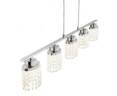 Briloner Leuchten LED Pendelleuchte, Hängelampe, Hängeleuchte, Wohnzimmerlampe, Pendel, Esszimmerlampe, Esstischlampe, Pendellampe, Esstischleuchte, Wohnzimmerleuchte mit klarem Kristallbehang, 5x LED 5 W, 5 x 400 lm, energiesparend, chrom