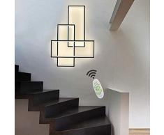 Wohnzimmerlampe LED Wandleuchte Modern Chic Eckig Dimmbar Wandlampe, Schlafzimmerlampe Acryl Lampenschirm mit Fernbedienung Design Lampen for Esszimmer Hotel Büro Küche Flur Leuchten Schwarz