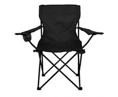 Nexos Angelstuhl Anglerstuhl Faltstuhl Campingstuhl Klappstuhl mit Armlehne und Getränkehalter praktisch robust leicht schwarz