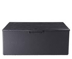 Ondis24 Kissenbox Fino Sitztruhe 340L Auflagenbox Gartenbox abschließbar mit Gasdruckhebern Gartentruhe (anthrazit)