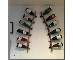 Lunes - Flaschenregal aus 2 Fassdauben. Weinliebhaber! Handgemacht mit 100% recycelten Eichenfässern Weinregal Wandregal Flaschenständer Weinflaschen, für Küche Bar Keller