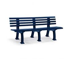 Parkbank aus Kunststoff - mit 9 Leisten - Breite 2000 mm, stahlblau - Sitzbank Gartenbank Ruhebank Bank für Außenbereich UV- und witterungsbeständig PVC Bank