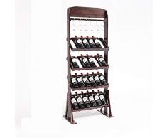 WLNKJ Modulares Weinregal - Weinregal Aus Massivholz - Weinregal Aus Holz - Rotweinständer (4 Lagen, 24 Flaschen),Rot,a