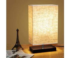 Luufei Minimalistische Schlafzimmer Nachttischlampe für Tisch Rechteck Tuch Lampenschirm AC 90-260 V Stand Schreibtisch Licht für Wohnzimmer Dekor