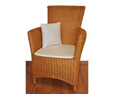 Rattansessel, Rattanstuhl Pluto Fb. Honig inkl. Polster weiß
