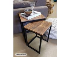 Couchtisch Set 2 Stück Wohnzimmer Tisch Satztisch Dallas Metall-Gestell schwarz oder weiß Farbe schwarz matt - Tabacco