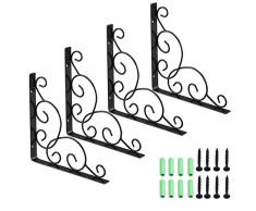 WINOMO 4pcs Regalhalterung montiert Blumen Regal Regale schwarz