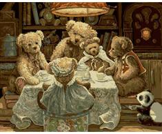 wcylj Malen Nach Zahlen Tischbär DIY Malen Nach Zahlen Vorgedruckt Leinwand Ölgemälde Geschenk Für Home Haus Deko-40 * 50Cm Ohne Rahmen