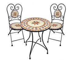 dszapaci Gartengarnitur Mosaiktisch 2 Stühle Mosaik Sitzgarnitur Bistrotisch Mit Stühlen Sitzgruppe Balkonset Balkonmöbel Balkontisch Mit Stühlen