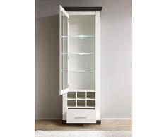 Beauty.Scouts Vitrine mit Glastür Lyon Glasvitrine, Standvitrine, Schrankvitrine, Schrank, Glasschrank, Regal, Highboard, Aufbewahrung, Schrank, Konsole, Buffet, Buffetschrank, Esszimmer, Wohnzimmer, Landhaus, Pinie weiß Nachbildung,