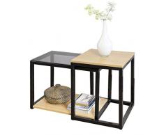 SoBuy FBT35-SCH 2er Set Couchtisch Satztische Beistelltisch Sofatisch Kaffeetisch