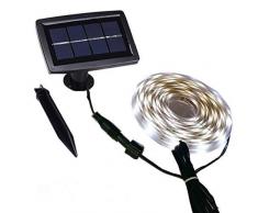 Solar Streifen lichtundurchlässig außen mit Wasser, Start/Stopp-Automatik-Modi 2, flexibel und Schneidetisch, Klebstoff, 5 m 150 LEDs hellen Band Treppe Dachfenster Terra (Color : Warm swhite)