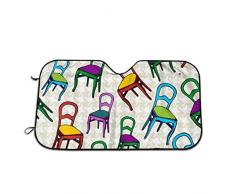 Olive Croft Antiker Stuhl Auto Sonnenschutz für Frontscheibe, Auto Windschutzscheibe Sonnenblende Sonnenschutz Sommer Hitzeschutz UV Schutz 130 X 70 cm