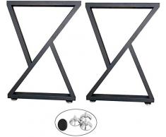 unknow Schwarze Eisen Beine für Tischbank, Rustikal Dreiecks Esstisch Beine, Heavy Duty-Metallschreibtisch Beine, verstellbare Füße, Höhe 72cm (2 Stück)