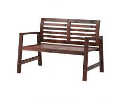 ÄPPLARÖ - Bank mit Rückenlehne, Outdoor, braun gebeizt