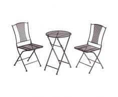 Cepewa Balkon-Set Eisen Garten Sitzgruppe Gartenmöbel Klappbar Tisch 2 x Stuhl braun